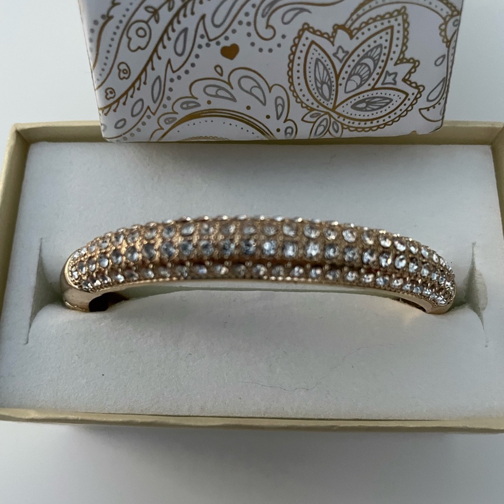 Elegant Gold Tone Encrusted with zirconias Women's Bracelet.